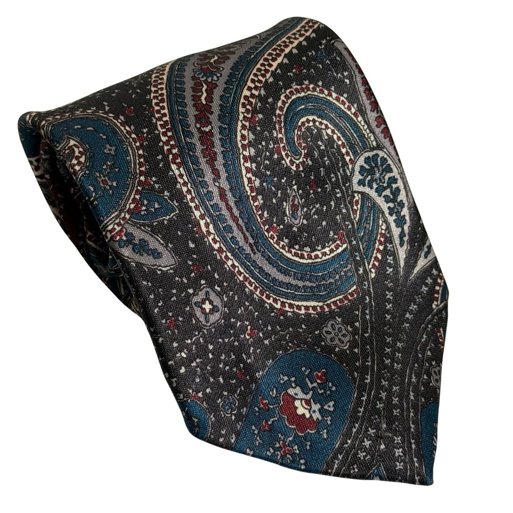 VTG Ketch Necktie Multicolor Paisley Retro Classic Formal Business Mens OS